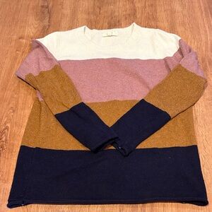 Striped Women's Sweater in Cream, Pink, Tan, and Navy